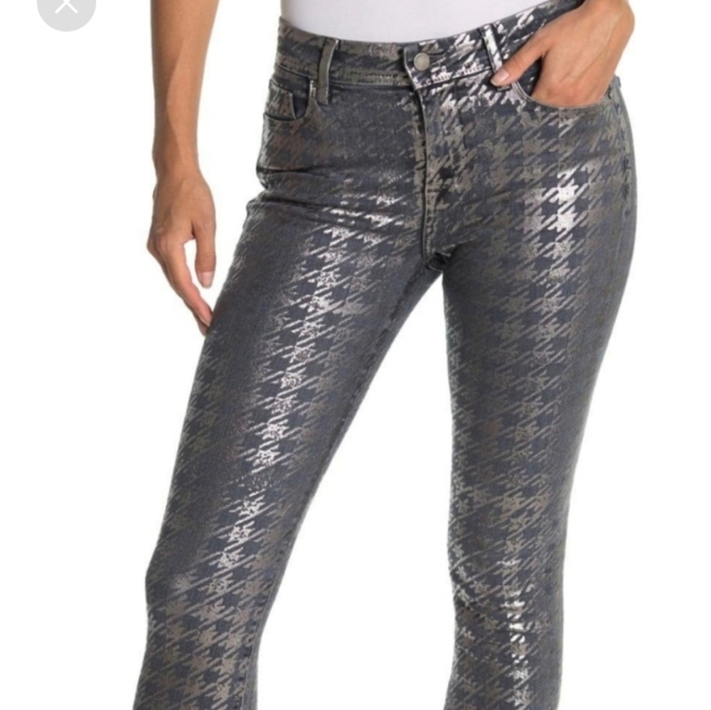 Fidelity Metallic Houndstooth Skinny Jeans in Silver and Gray